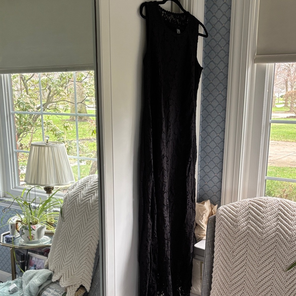 Isaac Mizrahi Live Black Lace Dress with Scalloped Trim